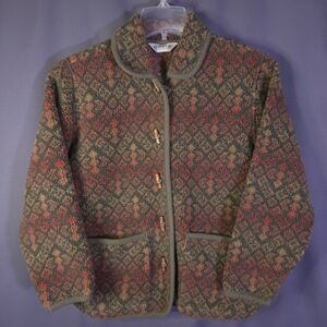 Orvis Womens Jacket Size S Rustic Fair Isle Pattern Cozy Cabin Farm Style Geo